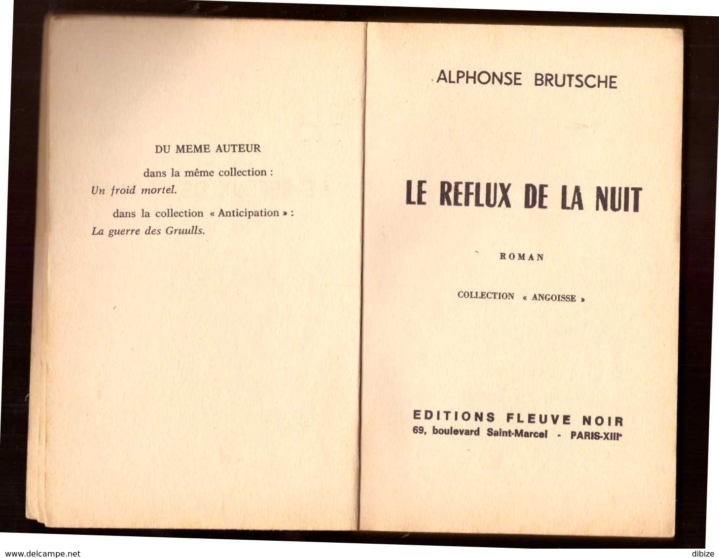 Angoisse. Alphonse Brutsche. Le Reflux De La Nuit.  Fleuve Noir N°213 De 1972. - Autres & Non Classés