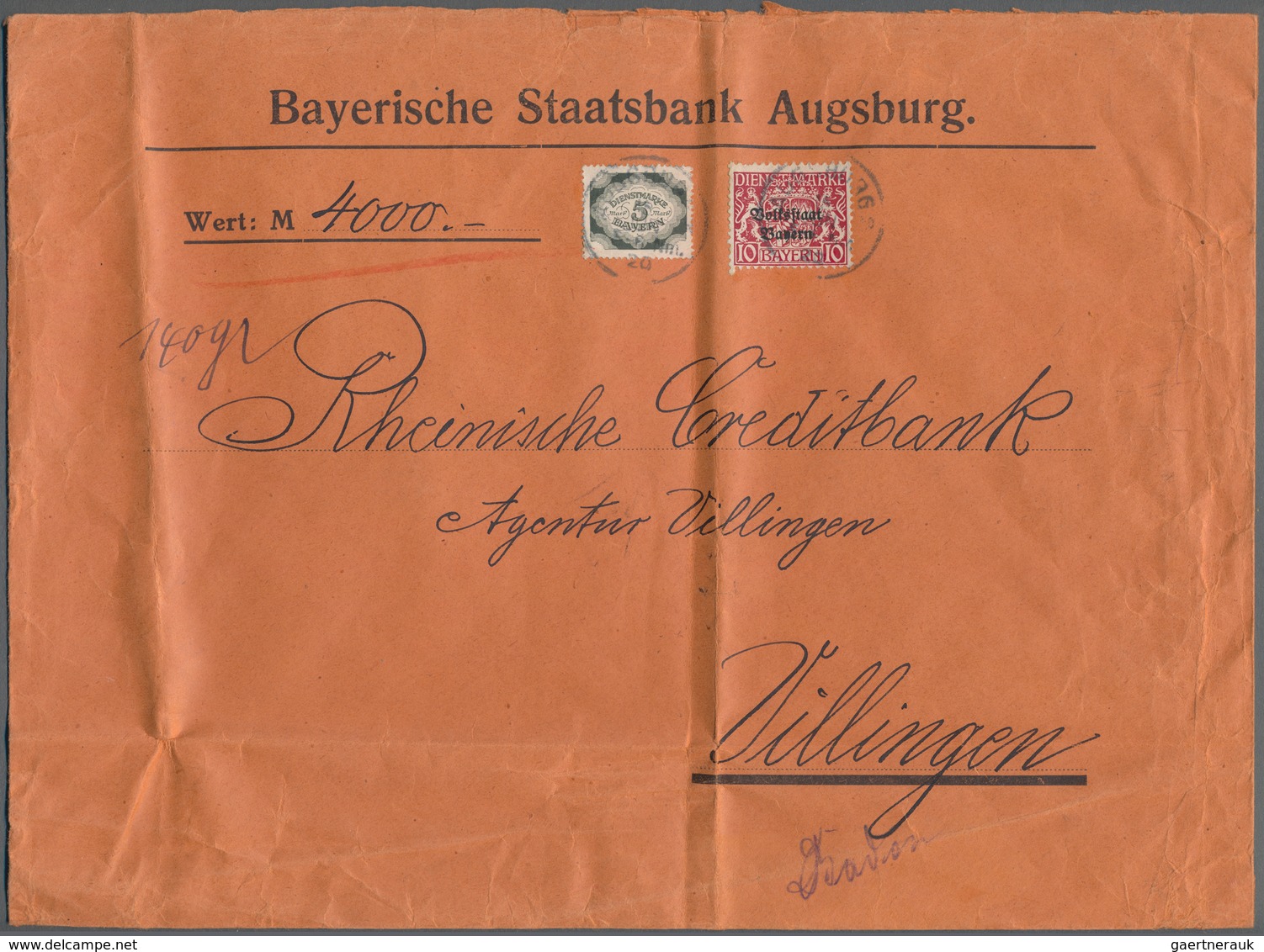 Bayern - Marken Und Briefe: Bayern Pfennigzeit  1) 1890, 2 Mark Gelborange Auf Rötlichem Papier Als - Altri & Non Classificati