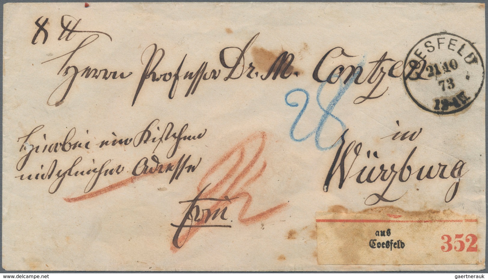 Deutsches Reich - Brustschild: 1872, Kleiner Schild Jeweils Ein Paar Der ¼ Gr. Violett Und 2 Gr Blau - Storia Postale