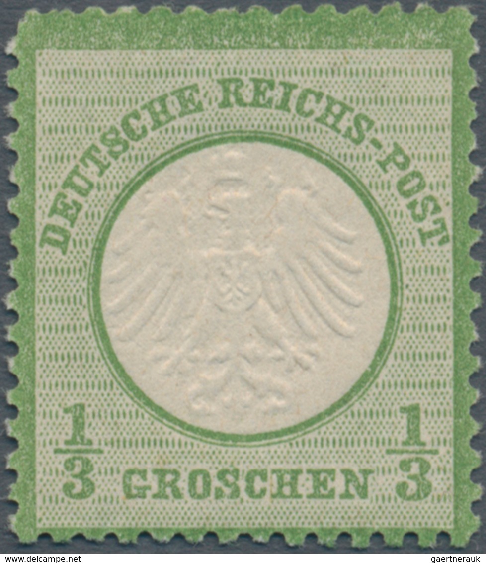 Deutsches Reich - Brustschild: 1872 Kleiner Schild 1/3 Gr. Gelblichgrün Ungebraucht Mit Originalgumm - Storia Postale