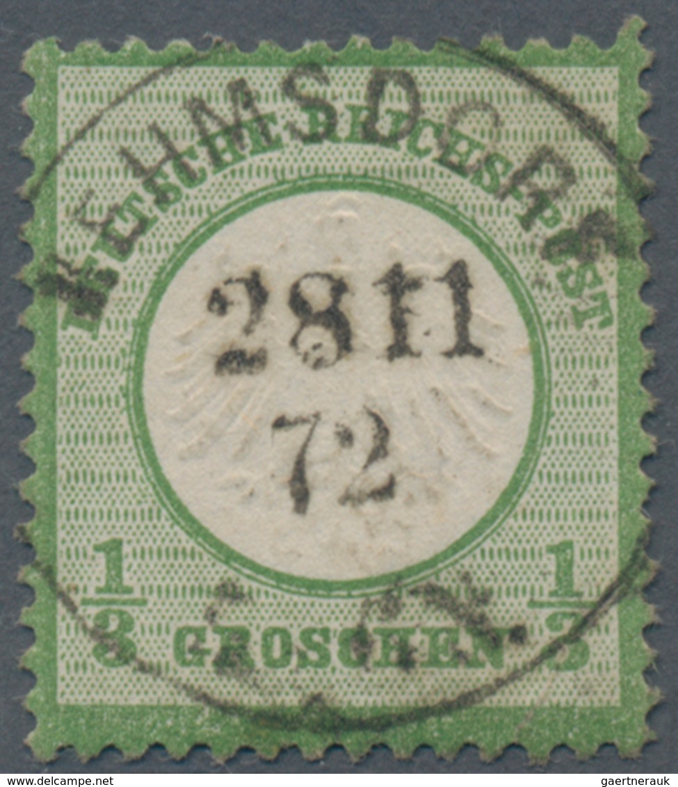 Deutsches Reich - Brustschild: 1872, 1/3 Groschen Smaragdgrün Kleiner Schild Mit Seltenem Stempel "R - Brieven En Documenten