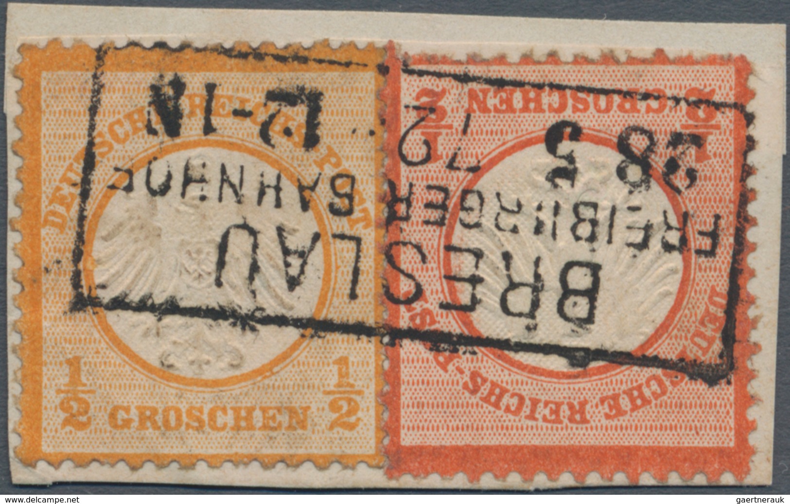 Deutsches Reich - Brustschild: 1872, Kleiner Schild ½ Gr Ziegelrot Und ½ Gr. Orangegelb Als Wertstuf - Briefe U. Dokumente