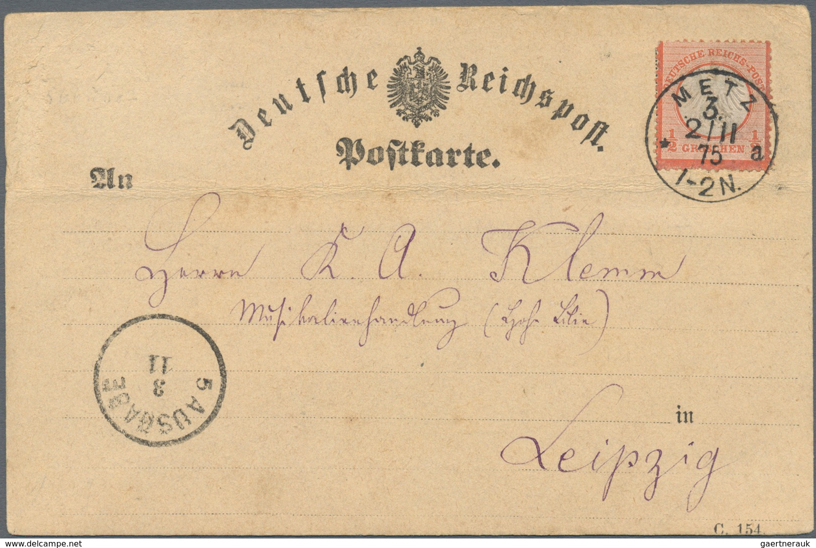 Deutsches Reich - Brustschild: 1872, Kleiner Schild ½ Gr. Orangerot Auf Karte Mit Extrem Spätem K1 " - Storia Postale