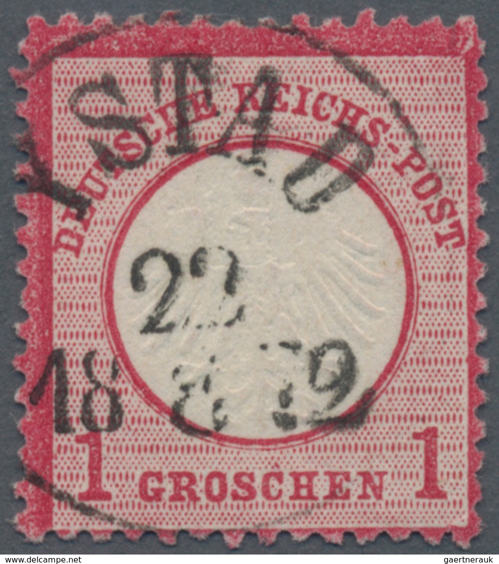 Deutsches Reich - Brustschild: 1872, Kleiner Schild 1 Gr Karmin Mit Schwedischem K1 "YSTAD 22 18 8 7 - Storia Postale