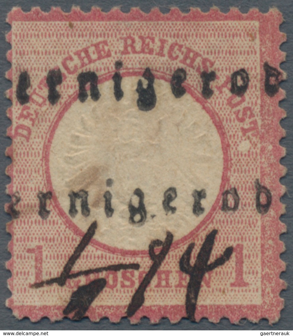 Deutsches Reich - Brustschild: 1872 Kleiner Schild 1 Gr. Karmin Mit Sachsen-Fraktur-L1 "Wernigerode" - Storia Postale