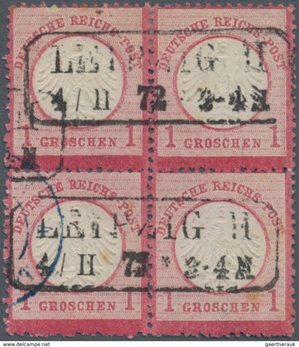 Deutsches Reich - Brustschild: 1872, Kleiner Schild 1 Gr. Karmin Im Viererblock Mit Ra2 "LEIPZIG II - Storia Postale