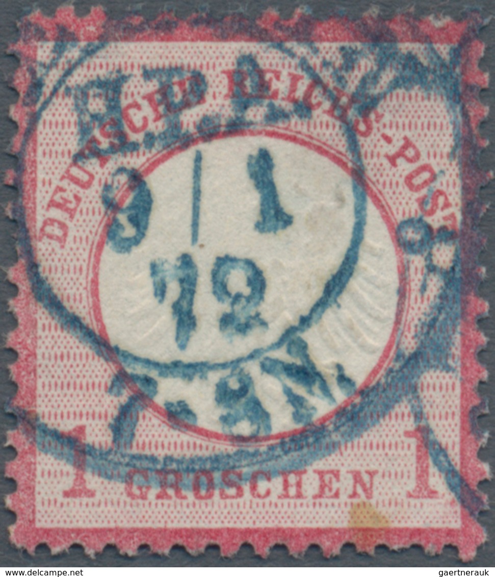 Deutsches Reich - Brustschild: 1872, Kleiner Schild 1 Gr. Mit Prägeausfall Und Extrem Seltenen Blaue - Storia Postale