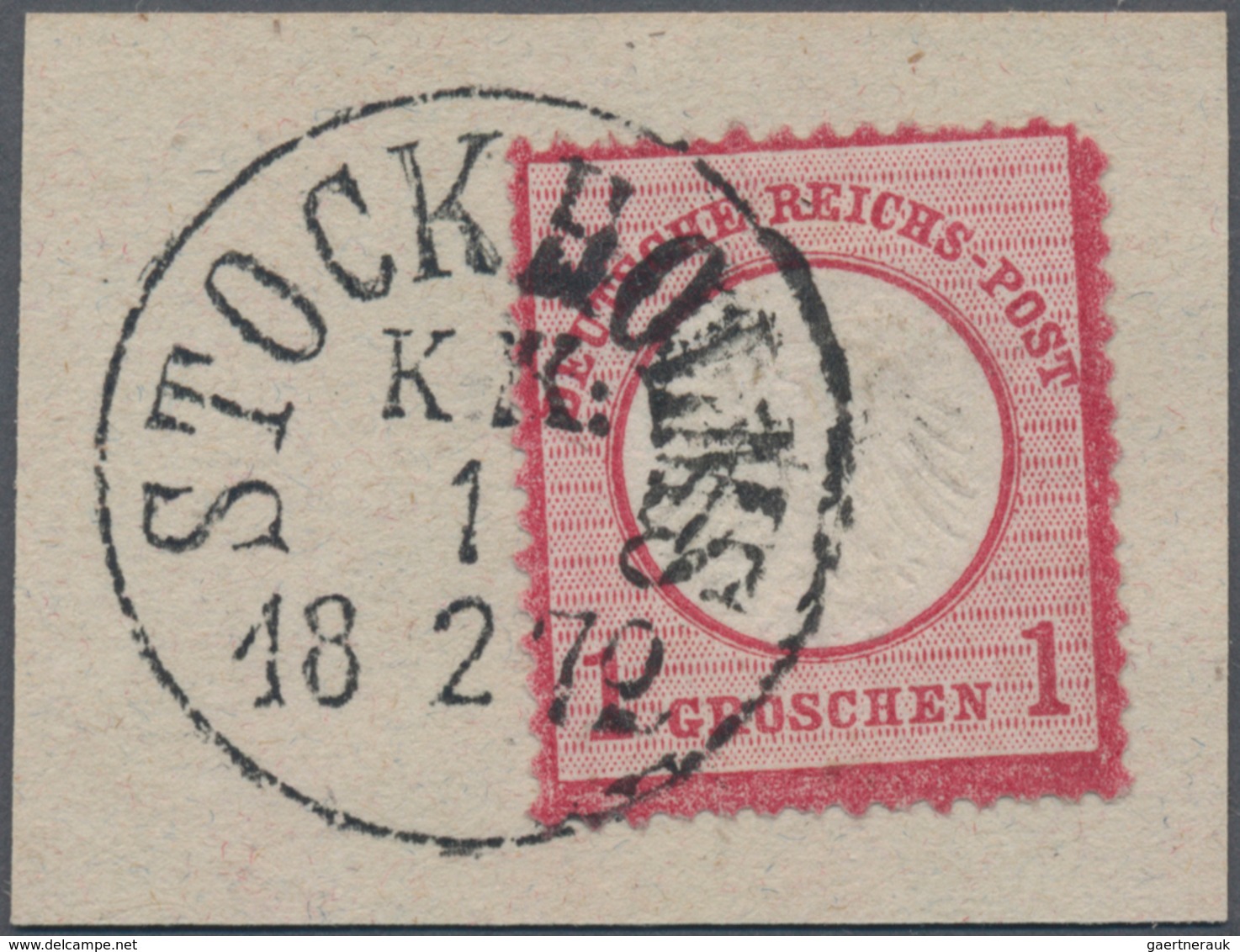 Deutsches Reich - Brustschild: 1872, Kleiner Schild 1 Gr Karmin Mit Schwedischem K1 "STOCKHOLM K.K:1 - Briefe U. Dokumente