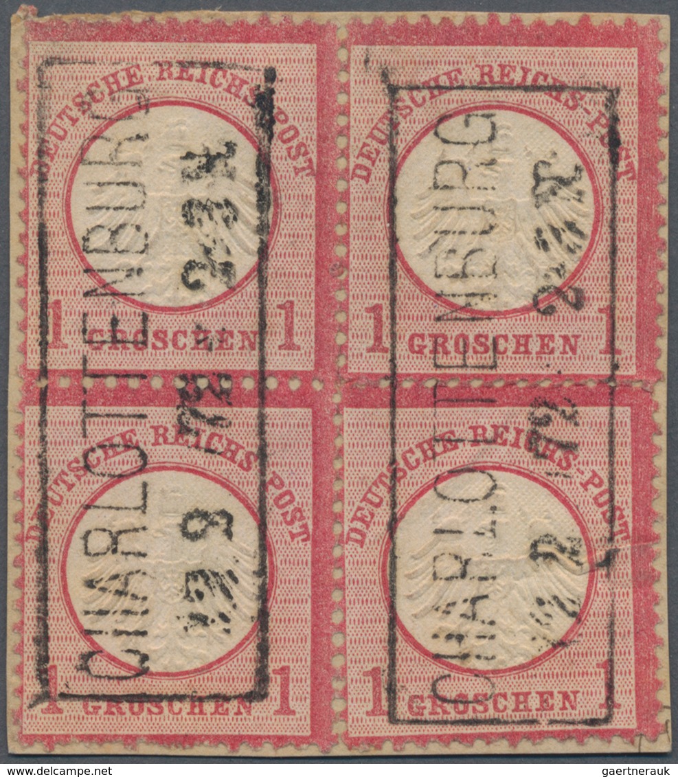 Deutsches Reich - Brustschild: 1872, Kleiner Schild 1 Gr. Karmin Im Viererblock Mit Ra2 "CHARLOTTENB - Brieven En Documenten