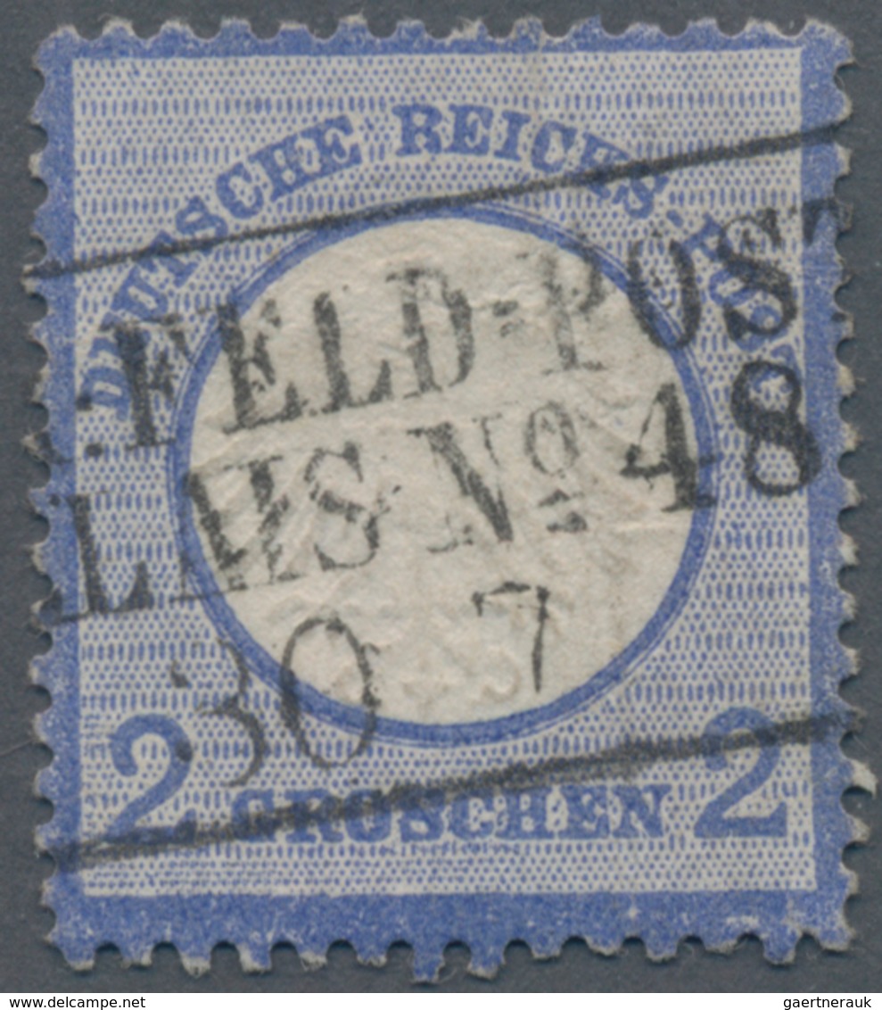 Deutsches Reich - Brustschild: 1872, Kleiner Schild 2 Gr Blau Mit Ra3 "K:PR:FELD-POST-RELAIS No.48 3 - Brieven En Documenten