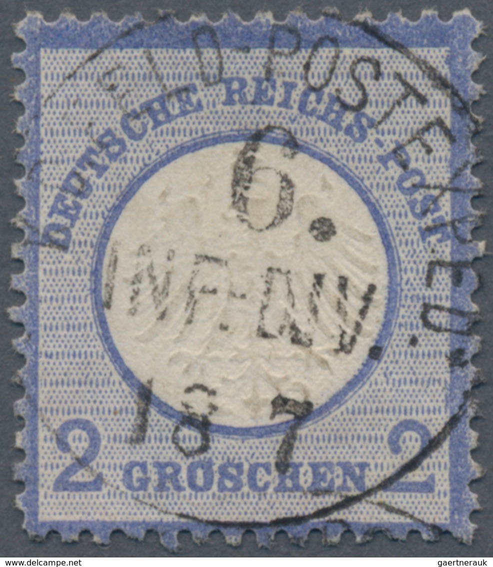 Deutsches Reich - Brustschild: 1872 Kleiner Schild 2 Gr Blau Mit Ideal-K1 "K.D.FELD-POSTEXPED. 6.INF - Storia Postale