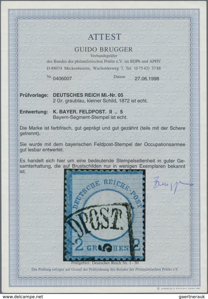 Deutsches Reich - Brustschild: 1872 Kleiner Schild 2 Groschen Blau Mit Bayerischem HK "K.BAYER. FELD - Storia Postale