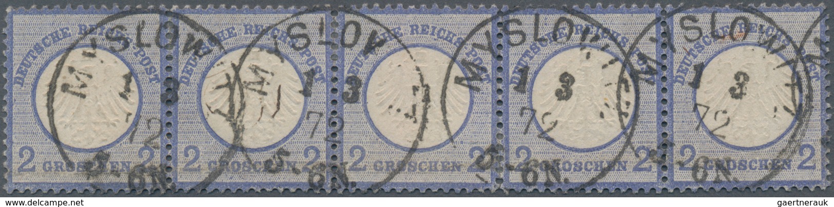 Deutsches Reich - Brustschild: 1872, Kleiner Schild 2 Gr Ultramarin Im Waagrechten Fünferstreifen Mi - Storia Postale