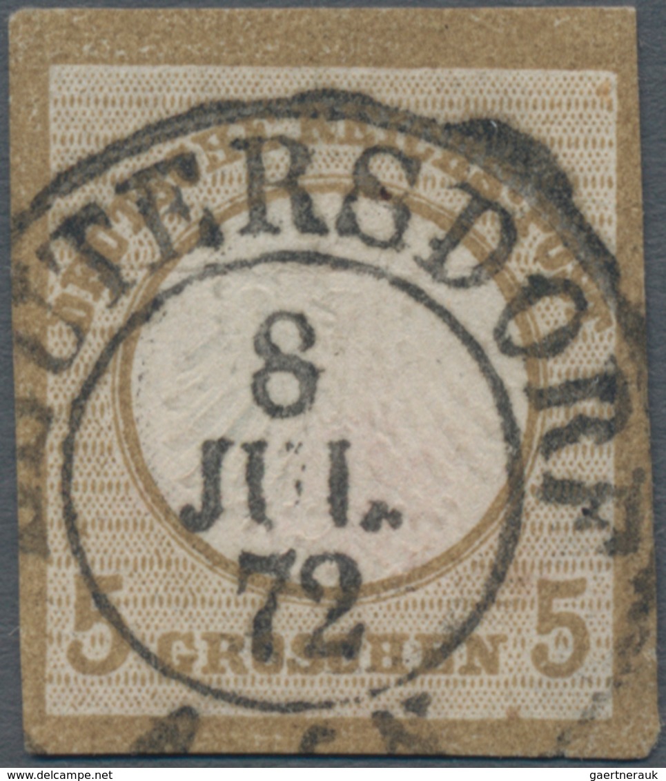 Deutsches Reich - Brustschild: 1872, 5 Gr. Ockerbraun Kleiner Schild UNGEZÄHNT, Entwertet Mit Ideal - Storia Postale