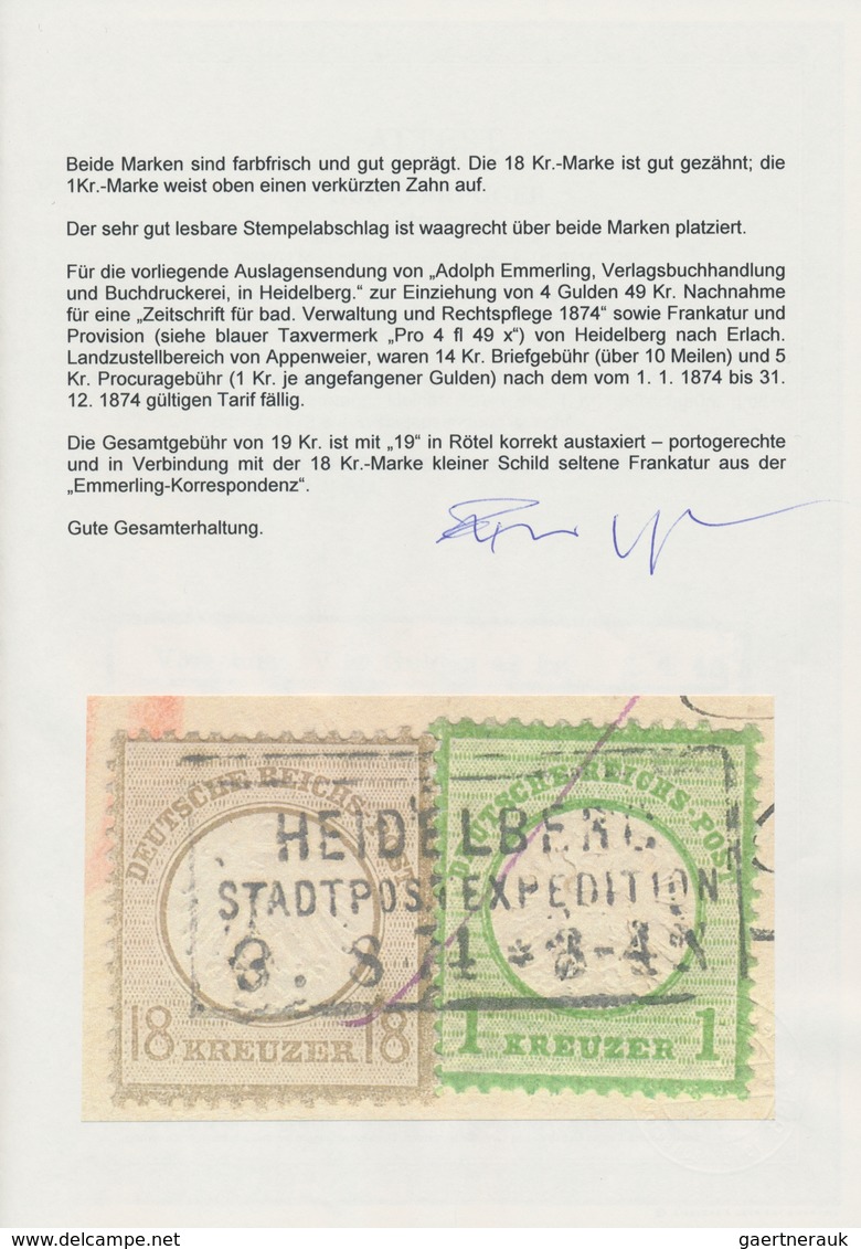 Deutsches Reich - Brustschild: 1872, Kleiner Schild 18 Kr. Und Großer Schild 1 Kr. Auf Auslagen-Vord - Storia Postale