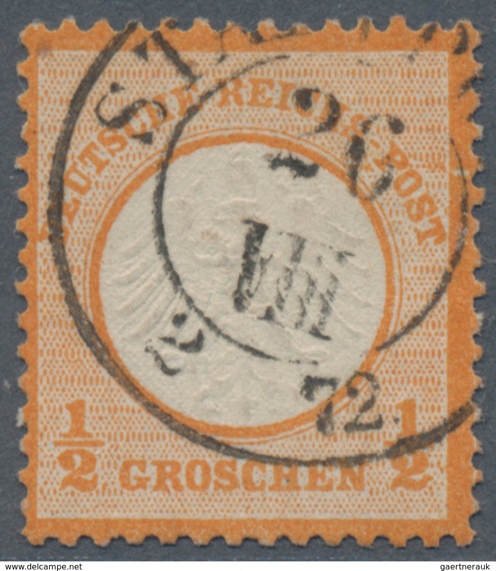 Deutsches Reich - Brustschild: 1872, Freimarken Brustschild ½ Gr Orange Kleiner Schild Mit Dem Selte - Storia Postale