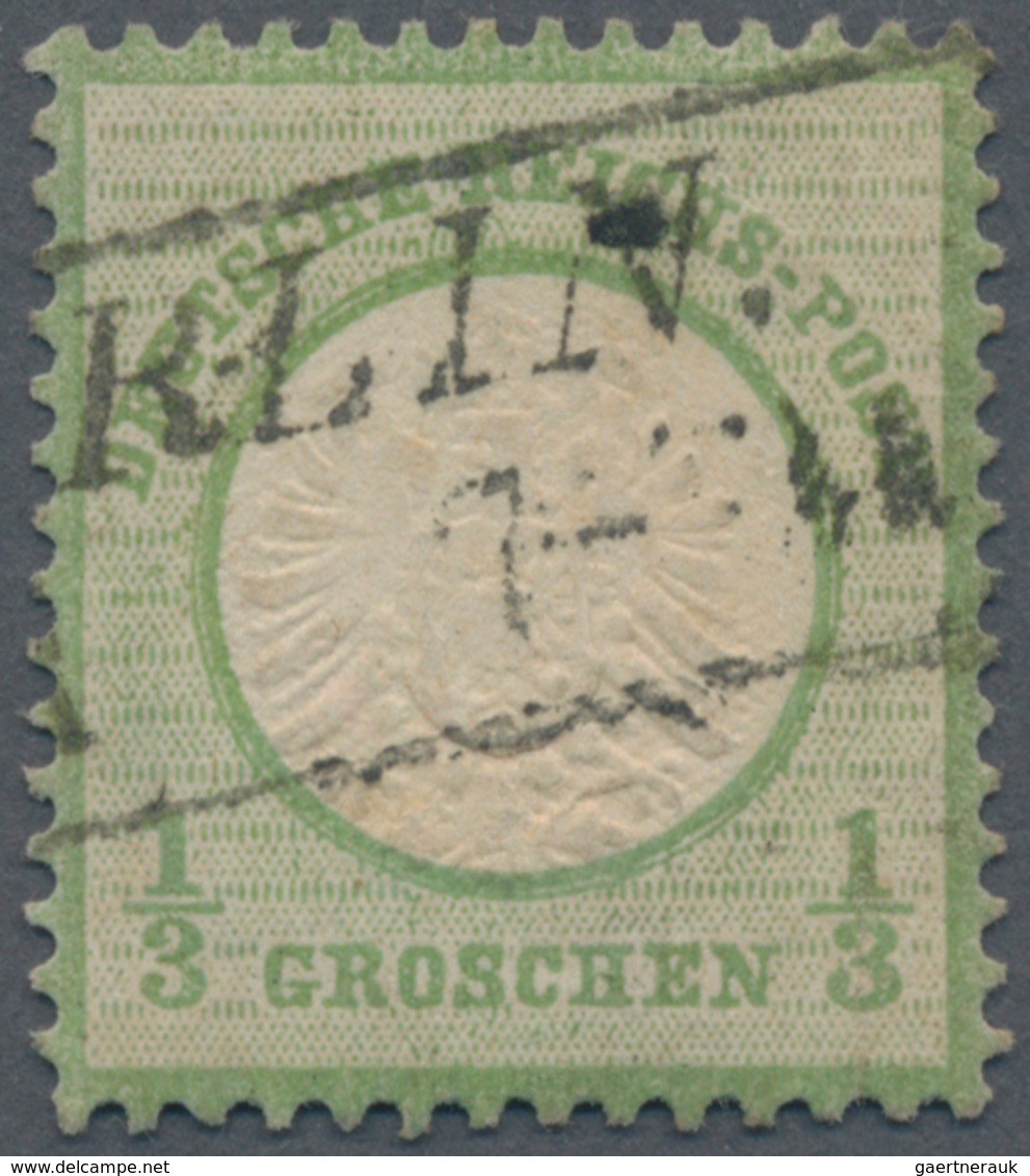 Deutsches Reich - Brustschild: 1872, Großer Schild 1/3 Gr. Grün Mit Hofpostamts-KURSIV-Ra2 "BERLIN . - Storia Postale