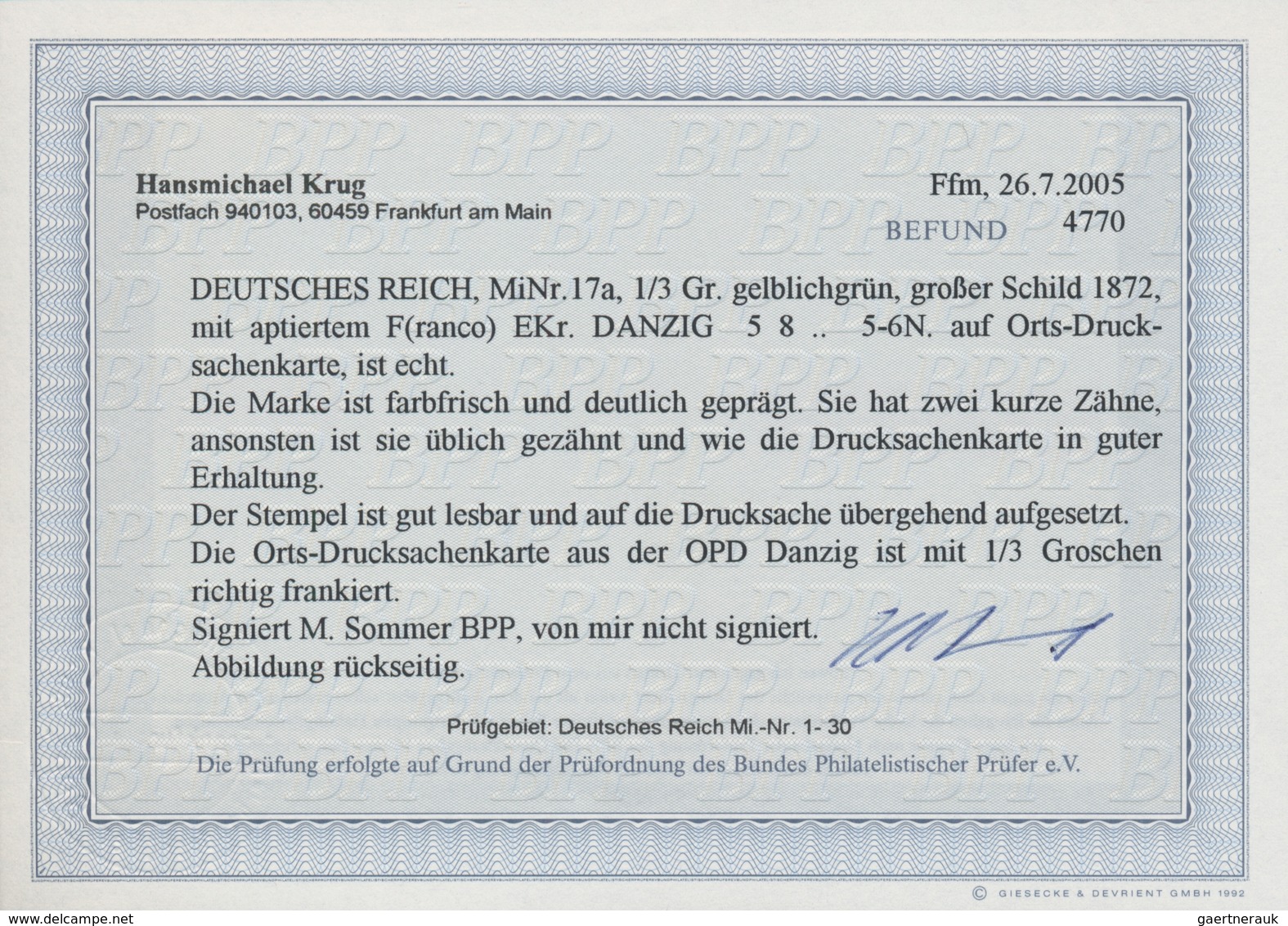 Deutsches Reich - Brustschild: 1872, Großer Schild 1/3 Gr. Hellgrün Auf Privater Vordruck-Karte Mit - Storia Postale