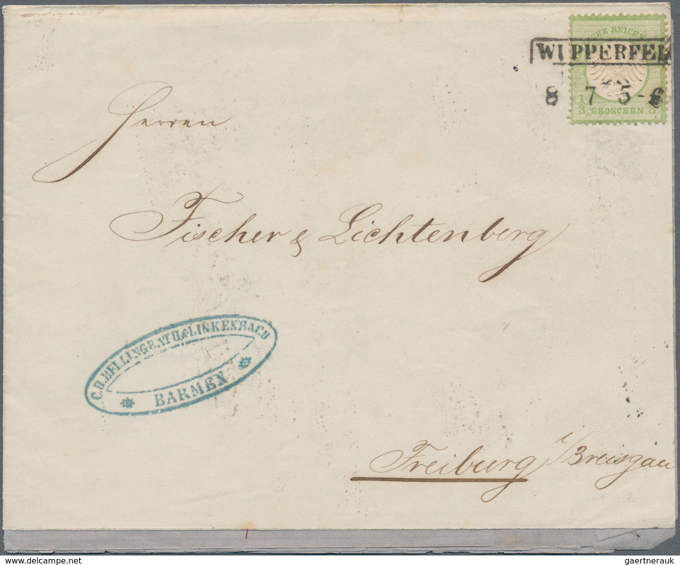 Deutsches Reich - Brustschild: 1872 Kl. Schild 1/3 Gr Grün Auf Brief Mit Aptiertem Preussen-Ra2 "WUP - Storia Postale