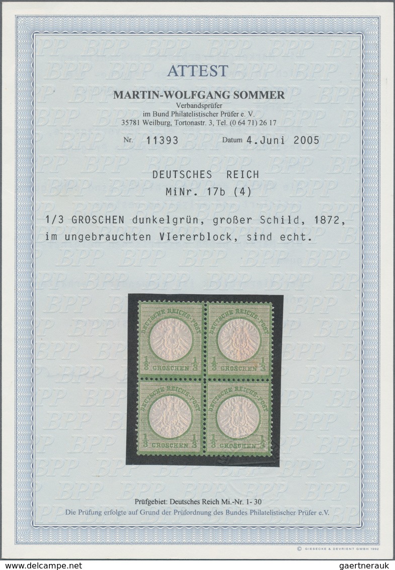 Deutsches Reich - Brustschild: 1872, Großer Schild 1/3 Gr. Farbfrischer, Gut Gezähnter, Geprägter Un - Storia Postale