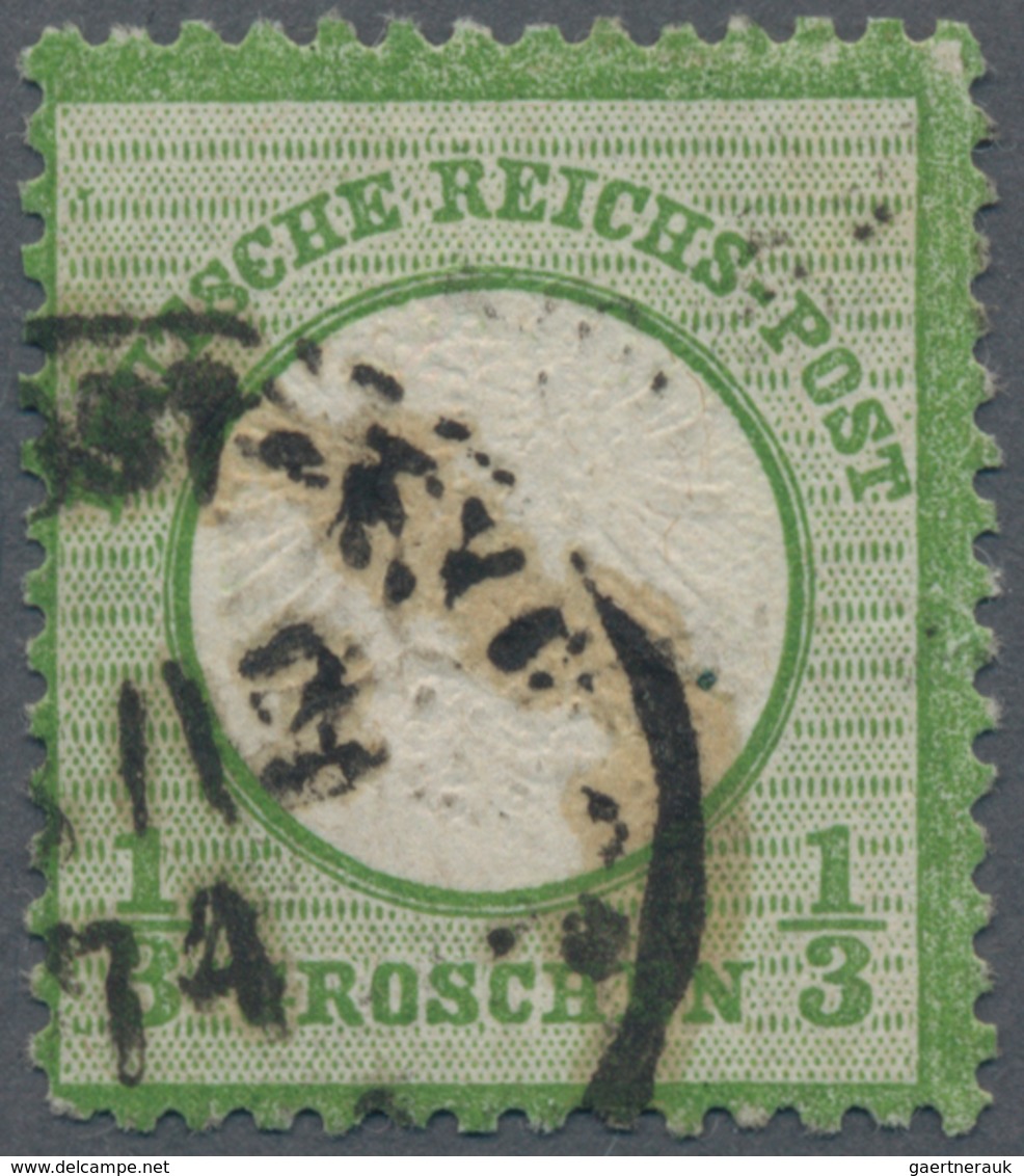 Deutsches Reich - Brustschild: 1872, Großer Schild 1/3 Gr. In B-Farbe Dunkelgrün Mit Doppelprägung D - Storia Postale