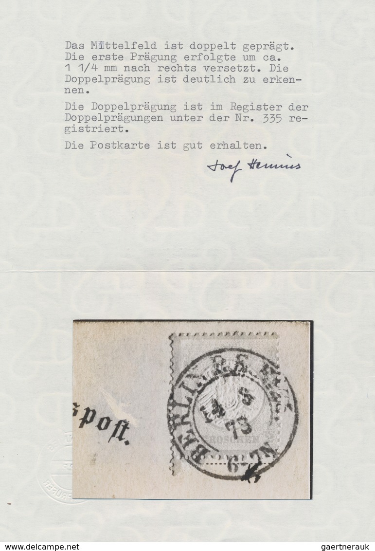 Deutsches Reich - Brustschild: 1872, Großer Schild ½ Gr. Orange Mit Doppelprägung Des Mittelstückes - Storia Postale