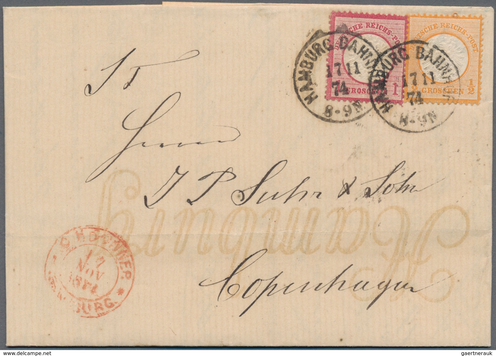 Deutsches Reich - Brustschild: 1872, ½ Groschen Orange MiF Mit 1 Groschen Karmin Entwertet Mit K1 HA - Briefe U. Dokumente
