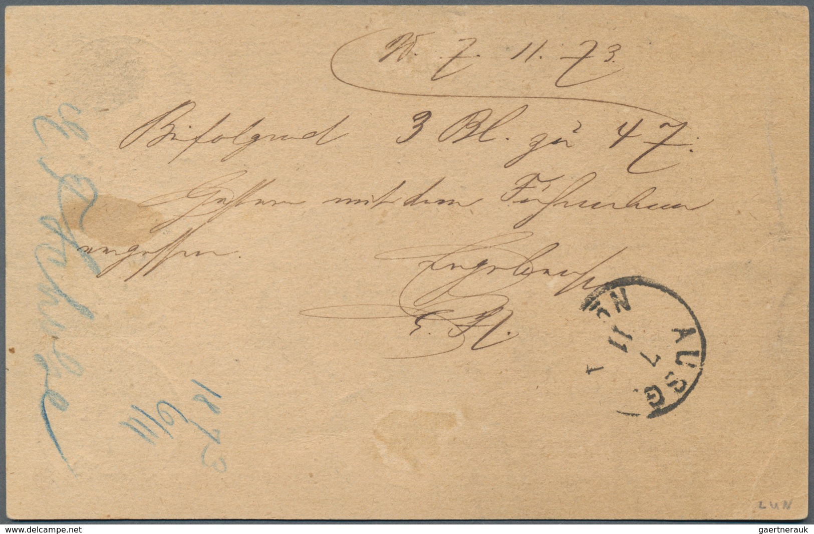 Deutsches Reich - Brustschild: 1873, GA-Karte ½ Gr Mit Großer Schild ½ Gr. Und 1 Gr. Verwendet Als P - Storia Postale