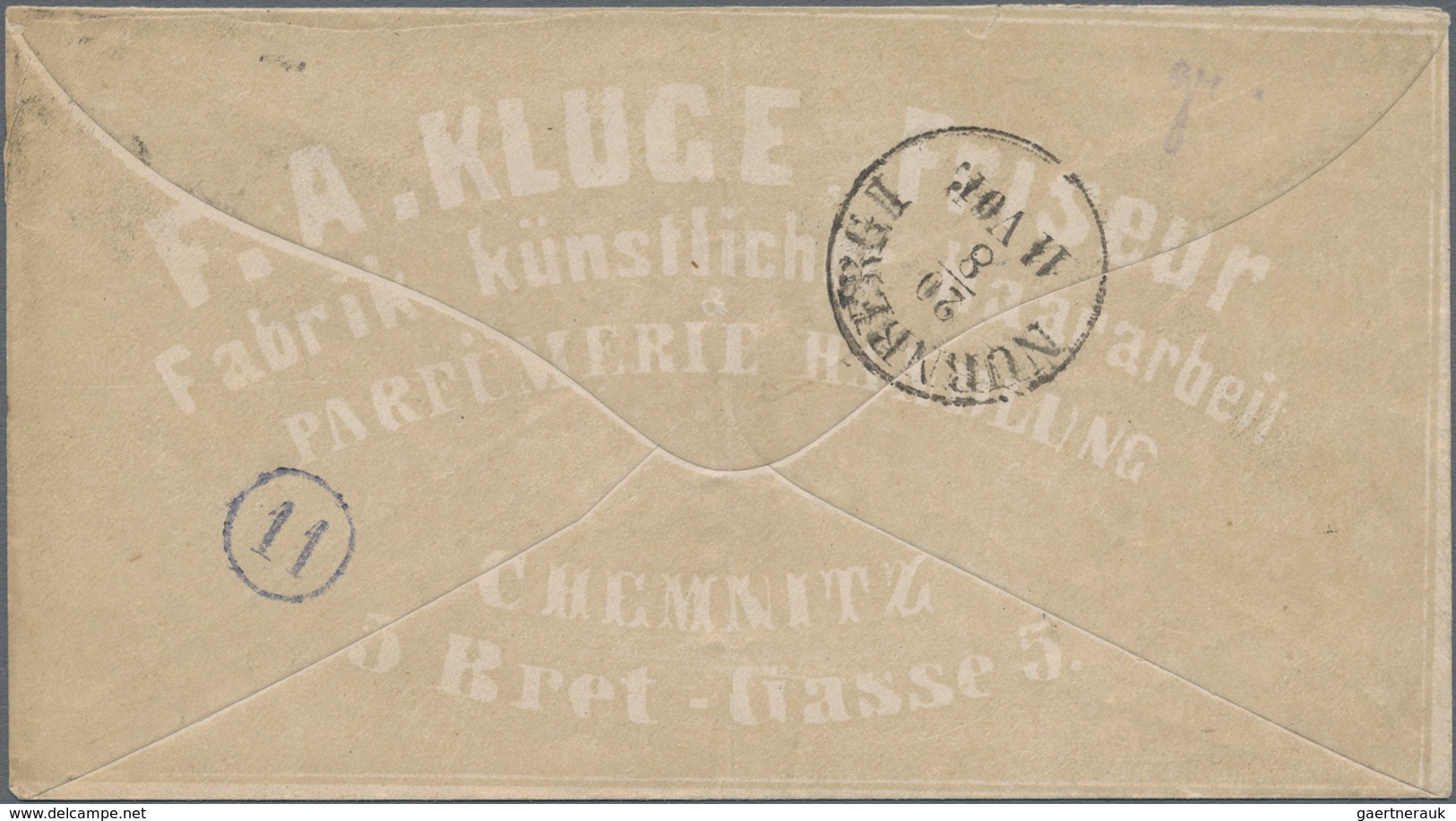 Deutsches Reich - Brustschild: 1872, Großer Schild 1 Gr. Karmin Auf Firmenreklame-Brief Von "CHEMNIT - Storia Postale