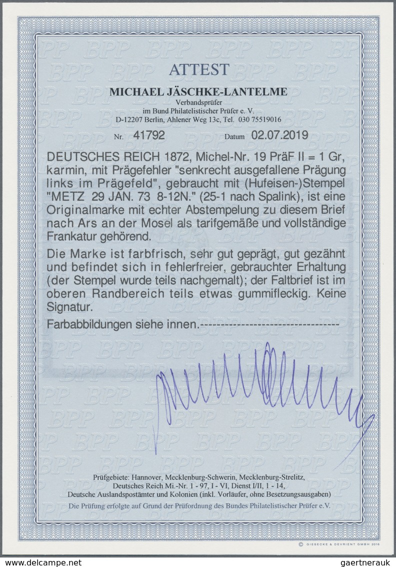 Deutsches Reich - Brustschild: 1872, Faltbrief, Frankiert Mit 1 Groschen Großer Schild Entwertet Mit - Storia Postale