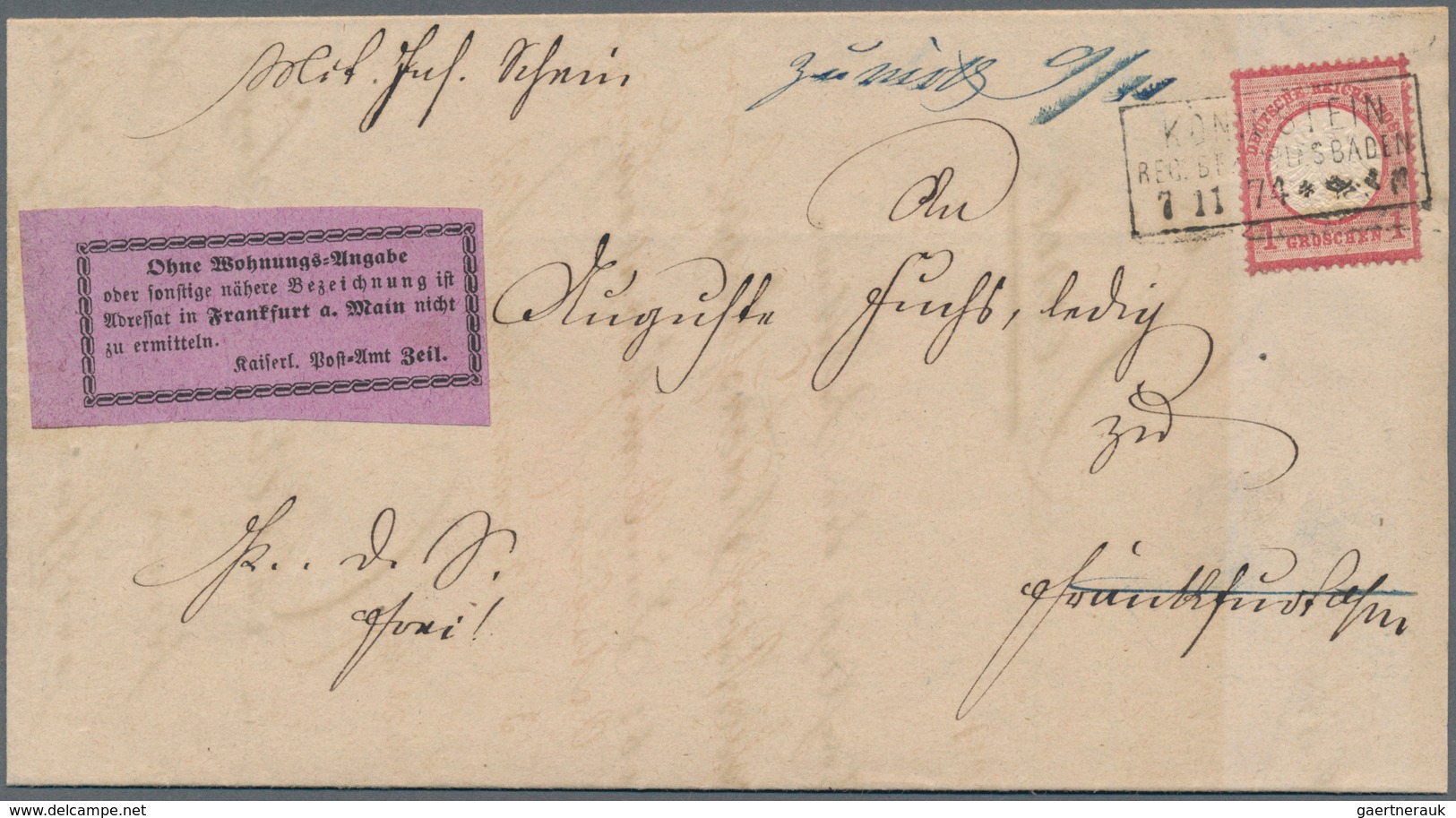 Deutsches Reich - Brustschild: 1872, Großer Schild 1 Gr. Karmin Doppelprägung Des Mittelstückes Auf - Storia Postale