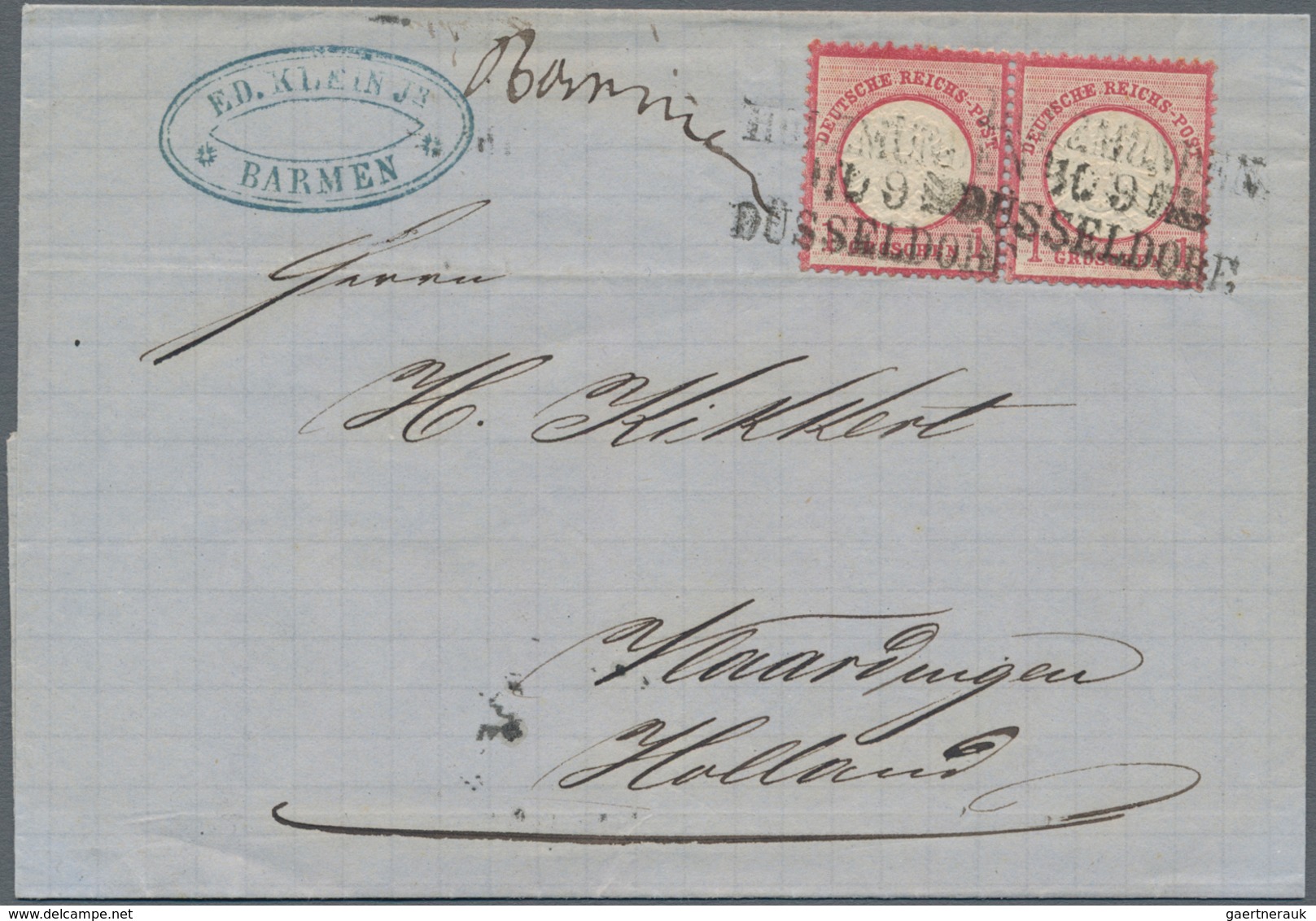 Deutsches Reich - Brustschild: 1872, Großer Schild 1 Gr. Karmin Im Paar Mit Seltenem Plattenfehler L - Storia Postale