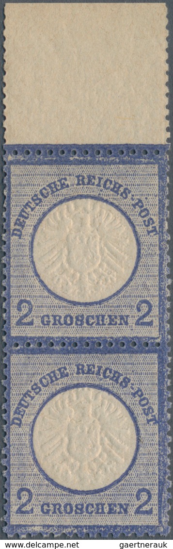 Deutsches Reich - Brustschild: 1872, Großer Schild 2 Gr. Postfrisch Im Senkrechten Oberrand-Paar In - Storia Postale