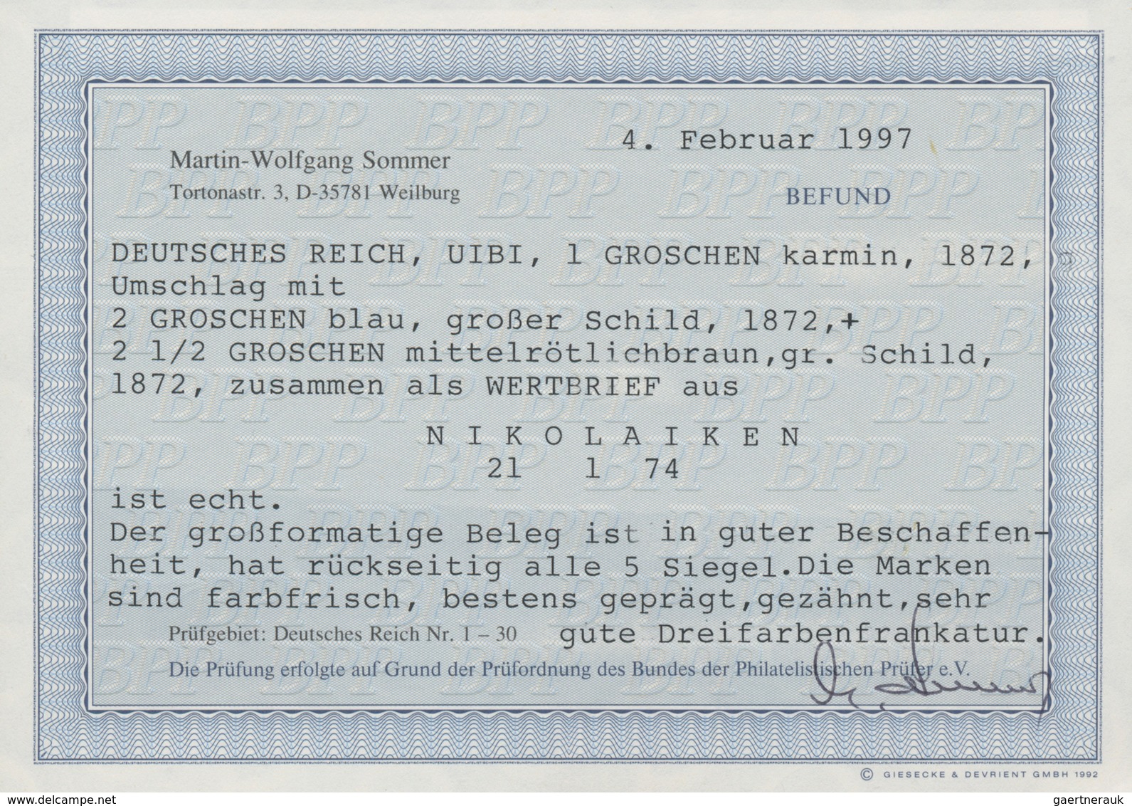 Deutsches Reich - Brustschild: 1872, Großer Schild Großformat-GA-Umschlag 1 Gr. Mit 2 Gr. Und 2½ Gr. - Storia Postale