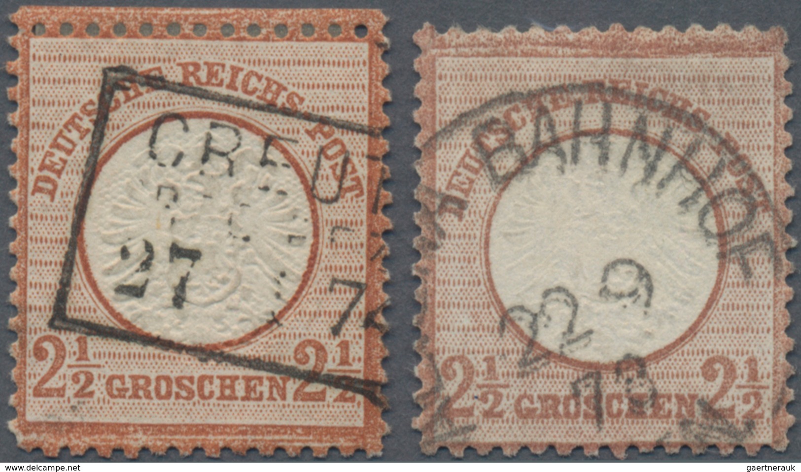 Deutsches Reich - Brustschild: 1872, Großer Schild 2½ Gr. In B-Farbe Lilabraun Und A-Farbe Rötlichbr - Storia Postale