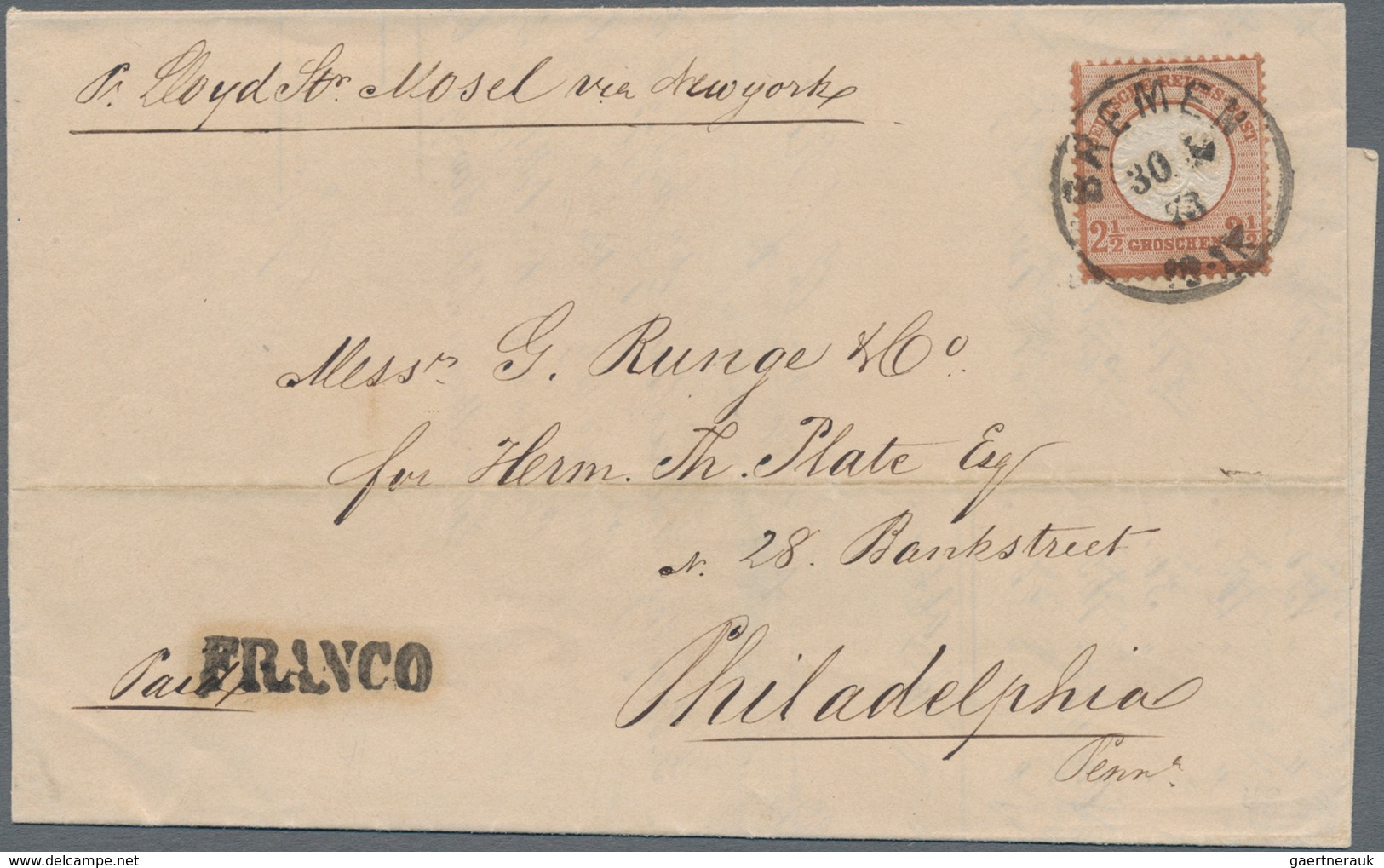 Deutsches Reich - Brustschild: 1872, 2 1/2 Groschen Großer Schild, Braunorange Auf Tarifgemäß Freige - Storia Postale