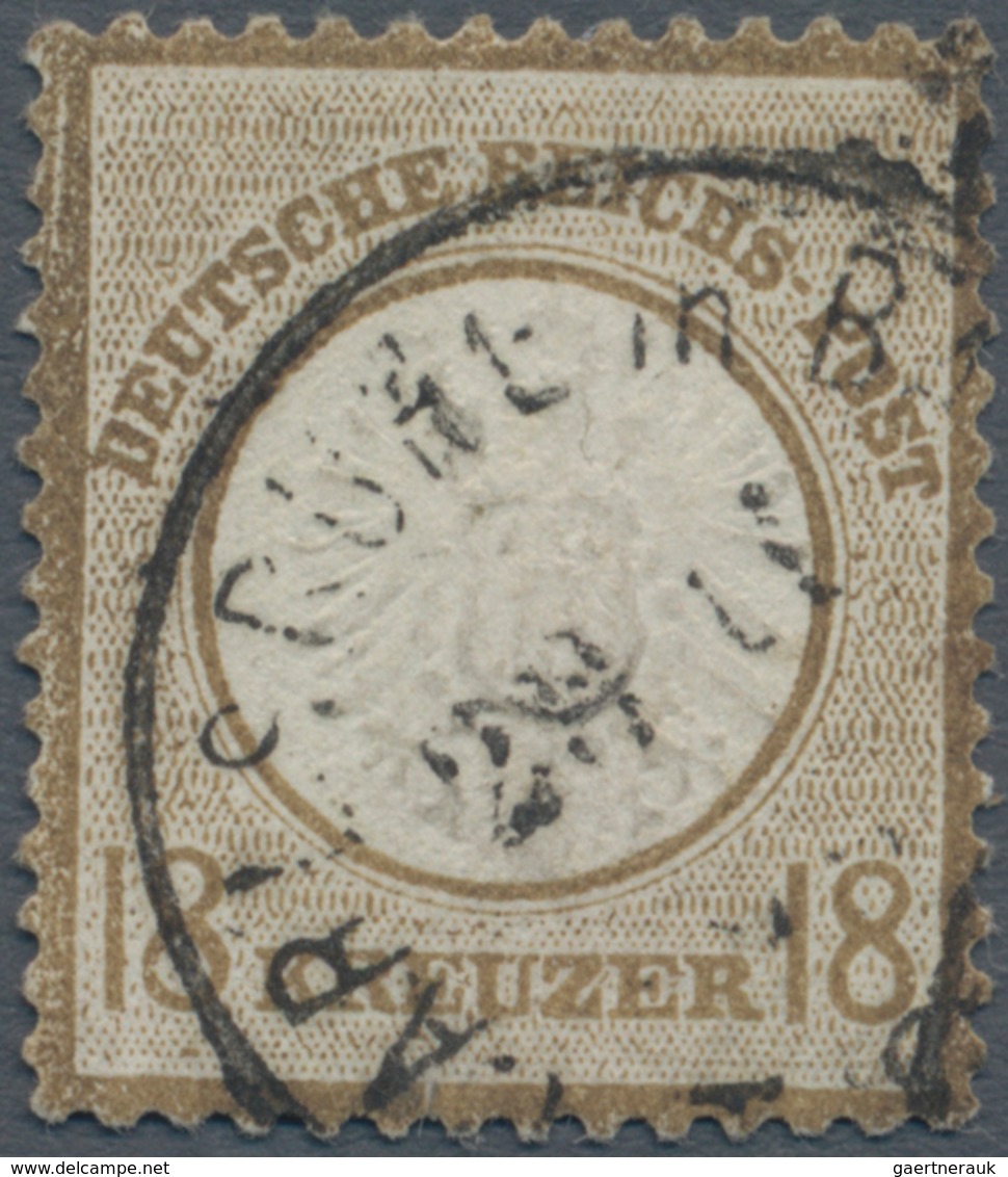 Deutsches Reich - Brustschild: 1872, Großer Schild 18 Kr. Ockerbraun Mit Zentrischem K1 "CARLSRUHE 2 - Storia Postale