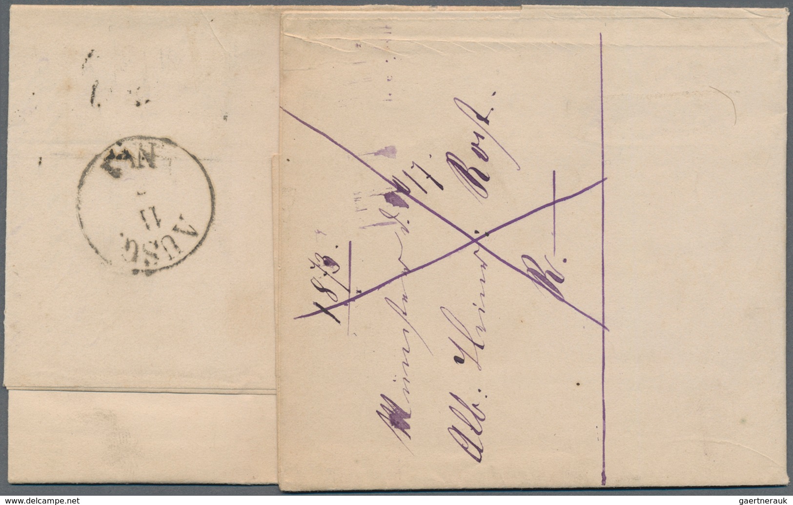 Deutsches Reich - Brustschild: 1872, Ganzsachen-Ausschnitt Kleiner Schild 1 Gr Karmin Zweimal Auf Br - Storia Postale