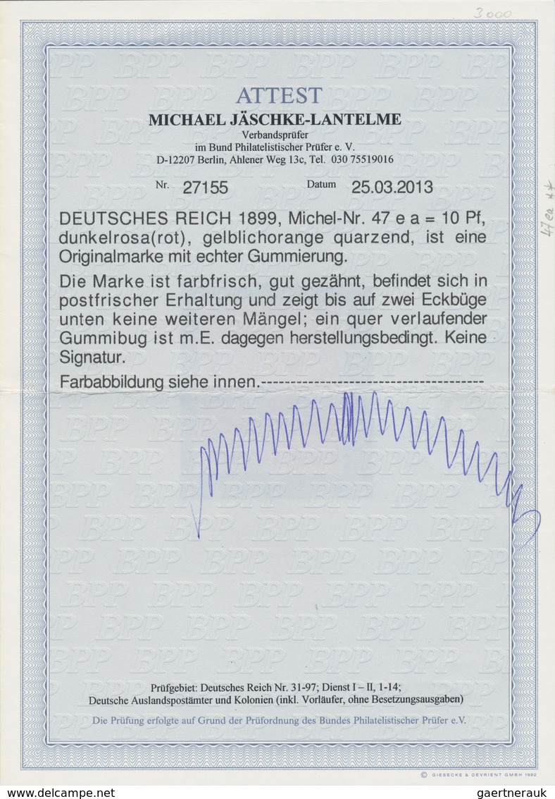 Deutsches Reich - Krone / Adler: 1899, Krone/Adler 10 Pfg. Dunkelrosarot, Farbfrisches Exemplar In G - Nuovi