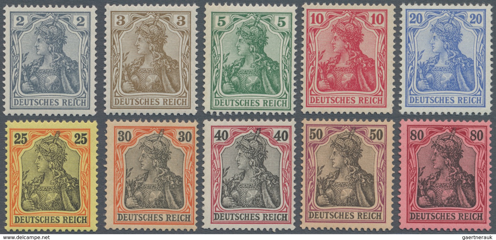 Deutsches Reich - Germania: 1902 Kompletter Satz Von 2 Pf. Bis 80 Pf., POSTFRISCH Bzw. 25 Pf. Mit Ga - Nuovi