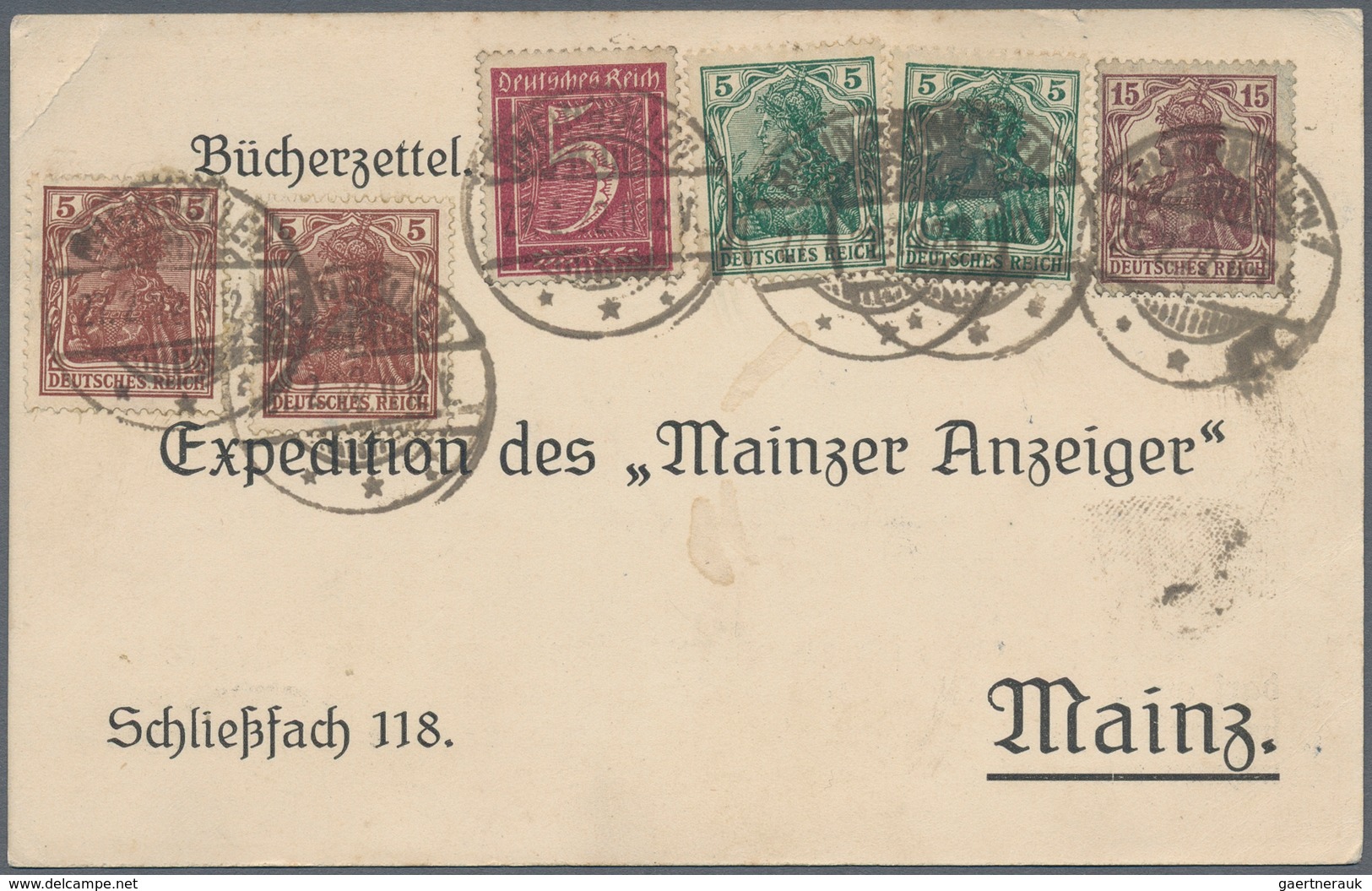 Deutsches Reich - Germania: 1922, BÜCHERZETTEL MiF (wurde Als Drucksachen-Karte Zugelassen) 40Pfg PO - Ongebruikt