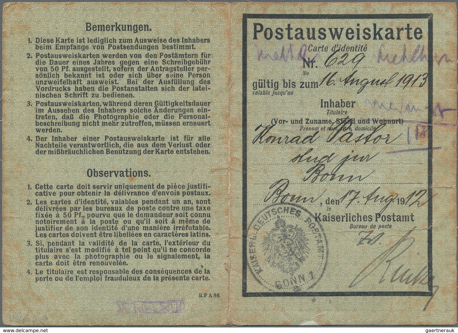 Deutsches Reich - Germania: 1912, 50 Pf Germania Entwertet Mit DBS "DRESDEN" Als Gebühr Auf "POSTAUS - Nuovi