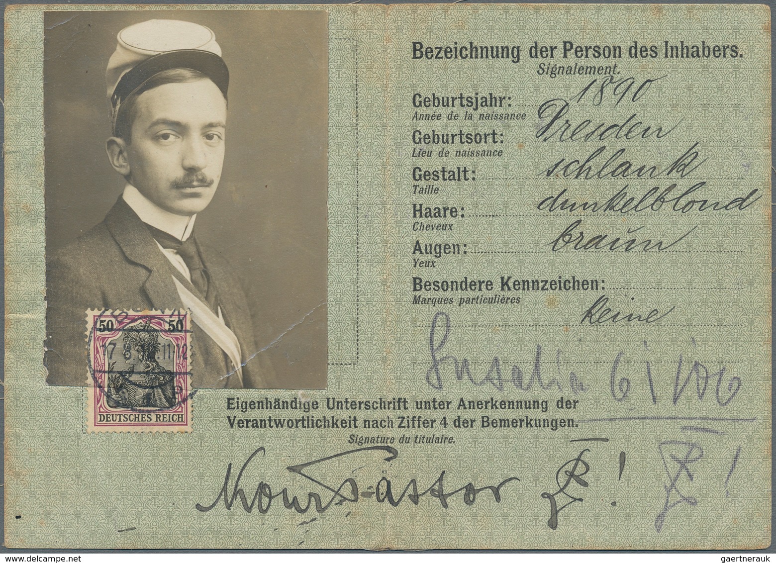 Deutsches Reich - Germania: 1912, 50 Pf Germania Entwertet Mit DBS "DRESDEN" Als Gebühr Auf "POSTAUS - Nuovi