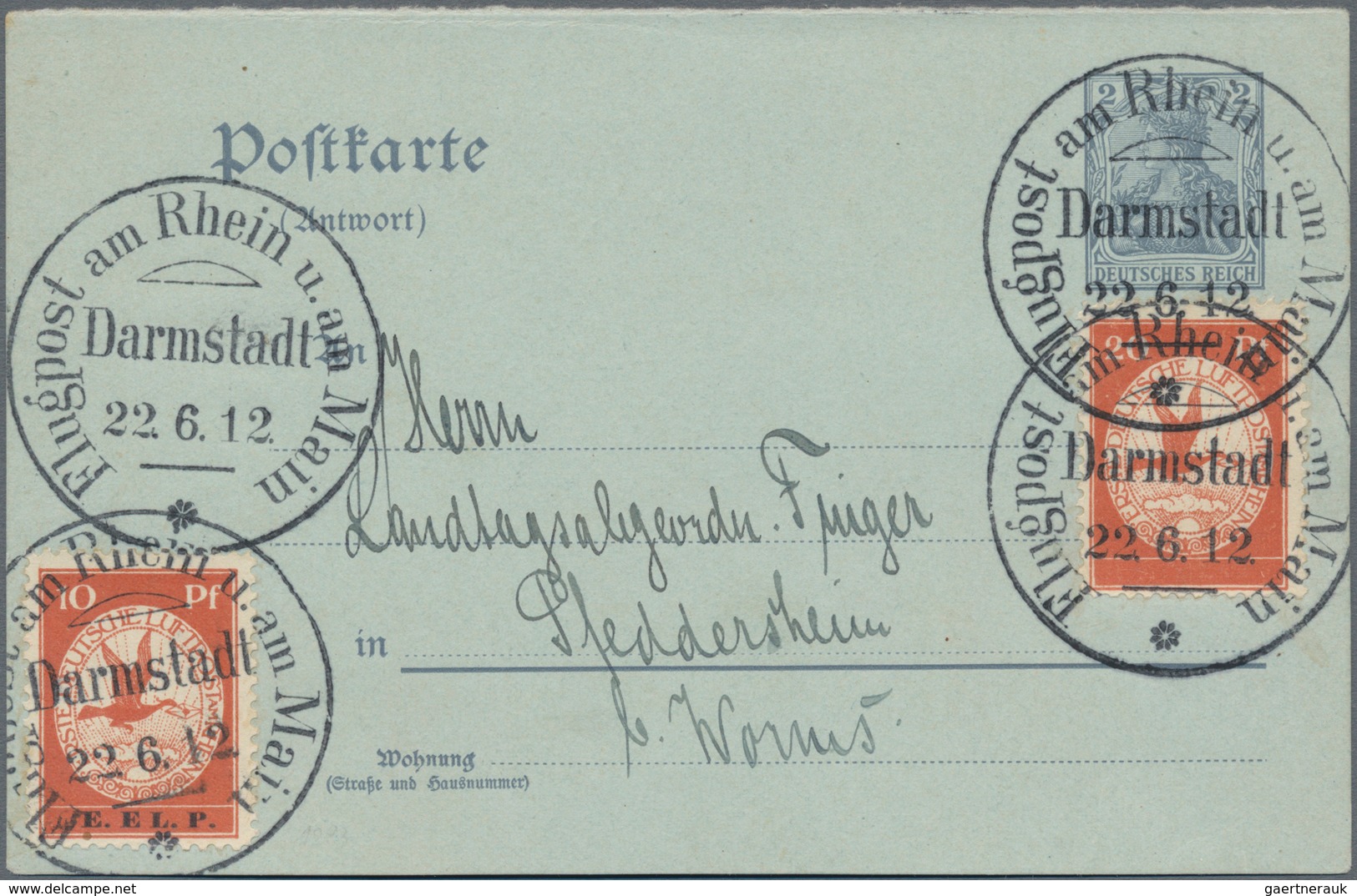 Deutsches Reich - Germania: 1912,FLUGPOST RHEIN-MAIN: 20 Pfg. Flugpostmarke Und 10 Pfg. "E. EL.P." A - Nuovi