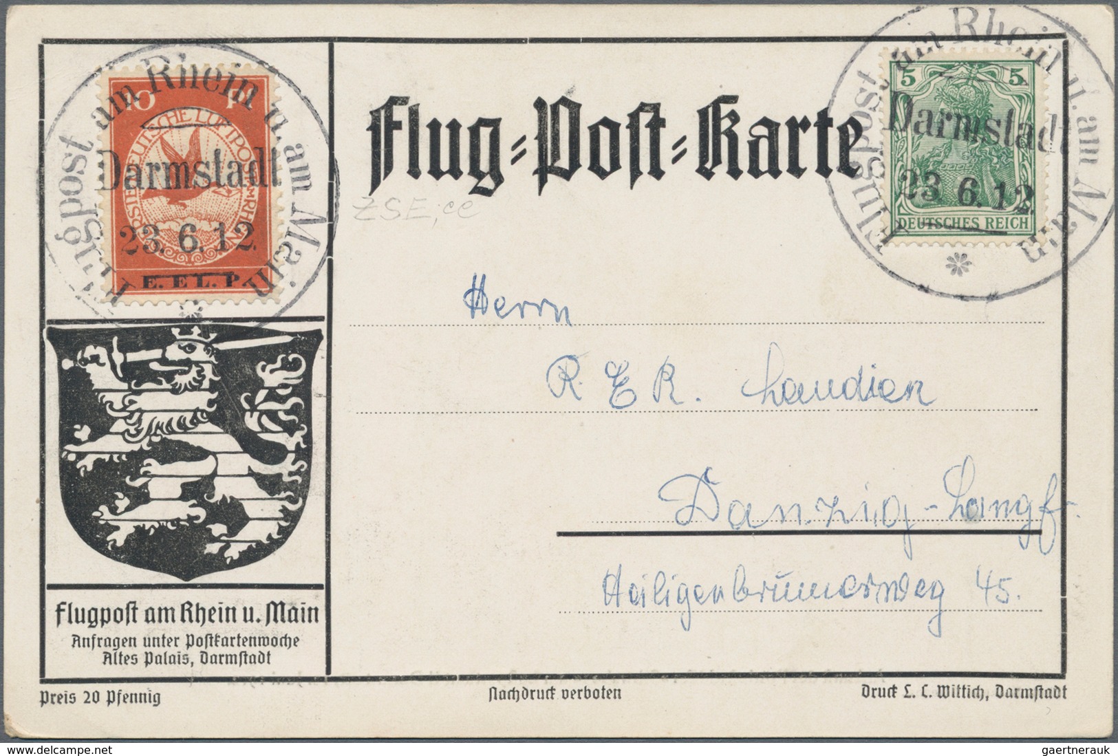Deutsches Reich - Germania: 1912 Flugpost "E.EL.P.": Sowohl 10 Pf. Als Auch 20 Pf. Mit Aufdruck "E.E - Ongebruikt