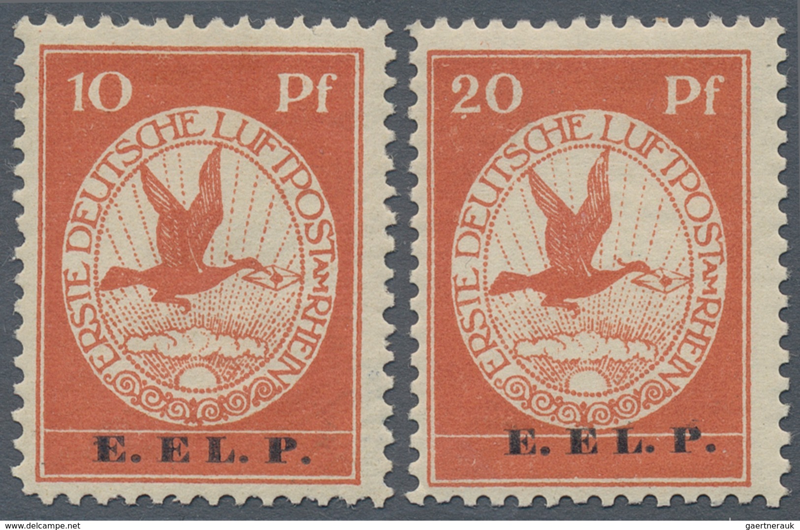 Deutsches Reich - Germania: 1912, 10 Und 20 Pfg. Flugpostmarken Mit Aufdruck“ E. EL. P.“ Komplett, K - Ongebruikt