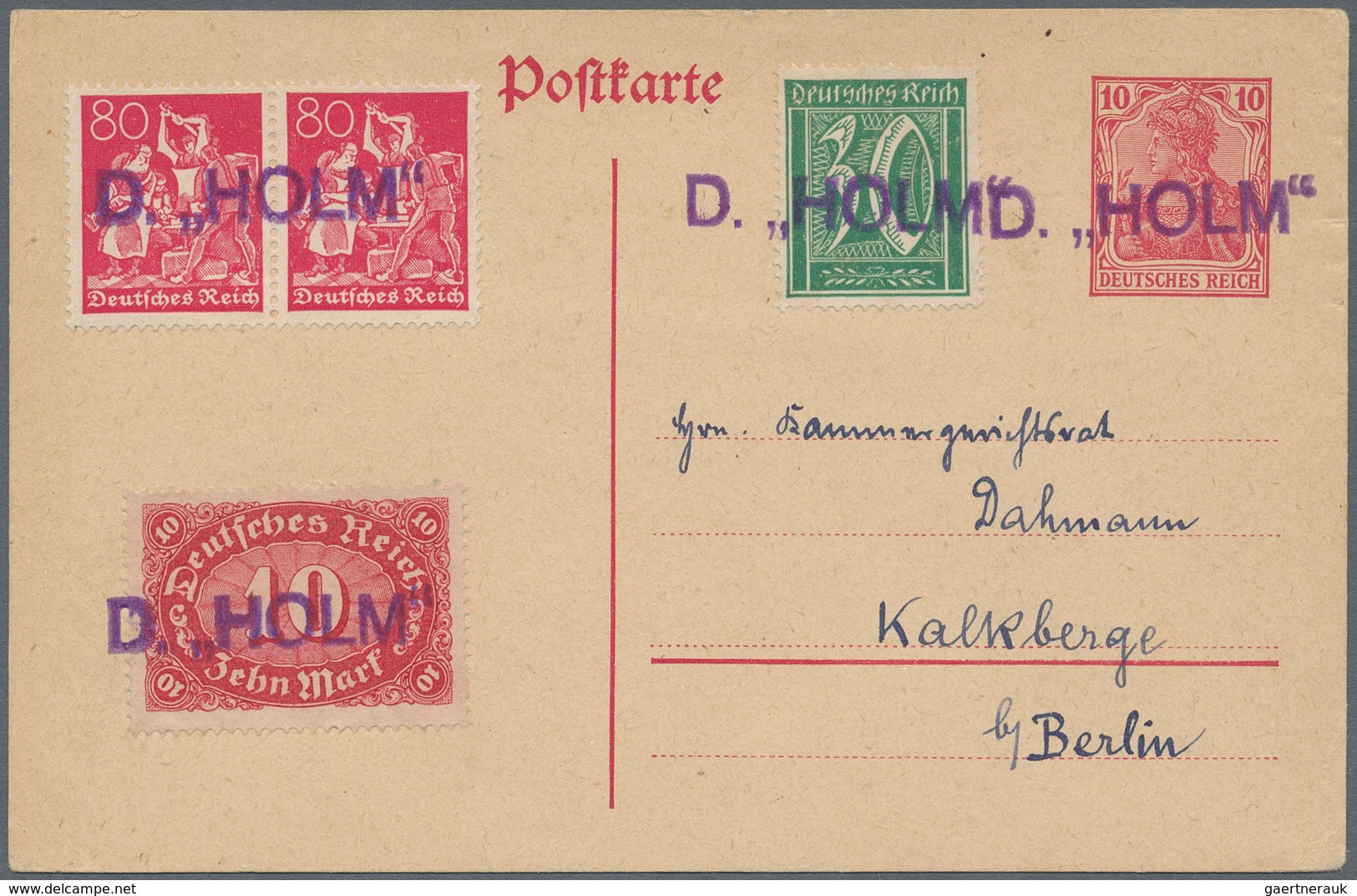 Deutsches Reich - Inflation: 1921/1922 - 10Pfg Ganzsache Postkarte Frankiert Mit 2 X 80Pfg (Mi. 166) - Ongebruikt