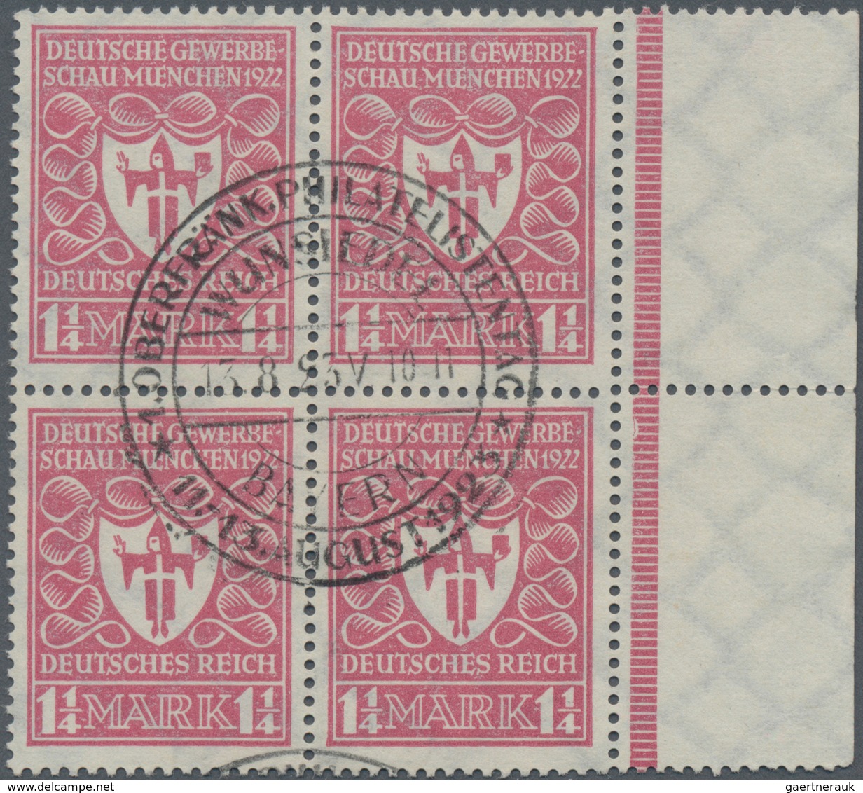Deutsches Reich - Inflation: 1922, 1 1/4 Mark Gewerbeausstellung Helllilarosa, Im Dekorativen Vierer - Nuovi