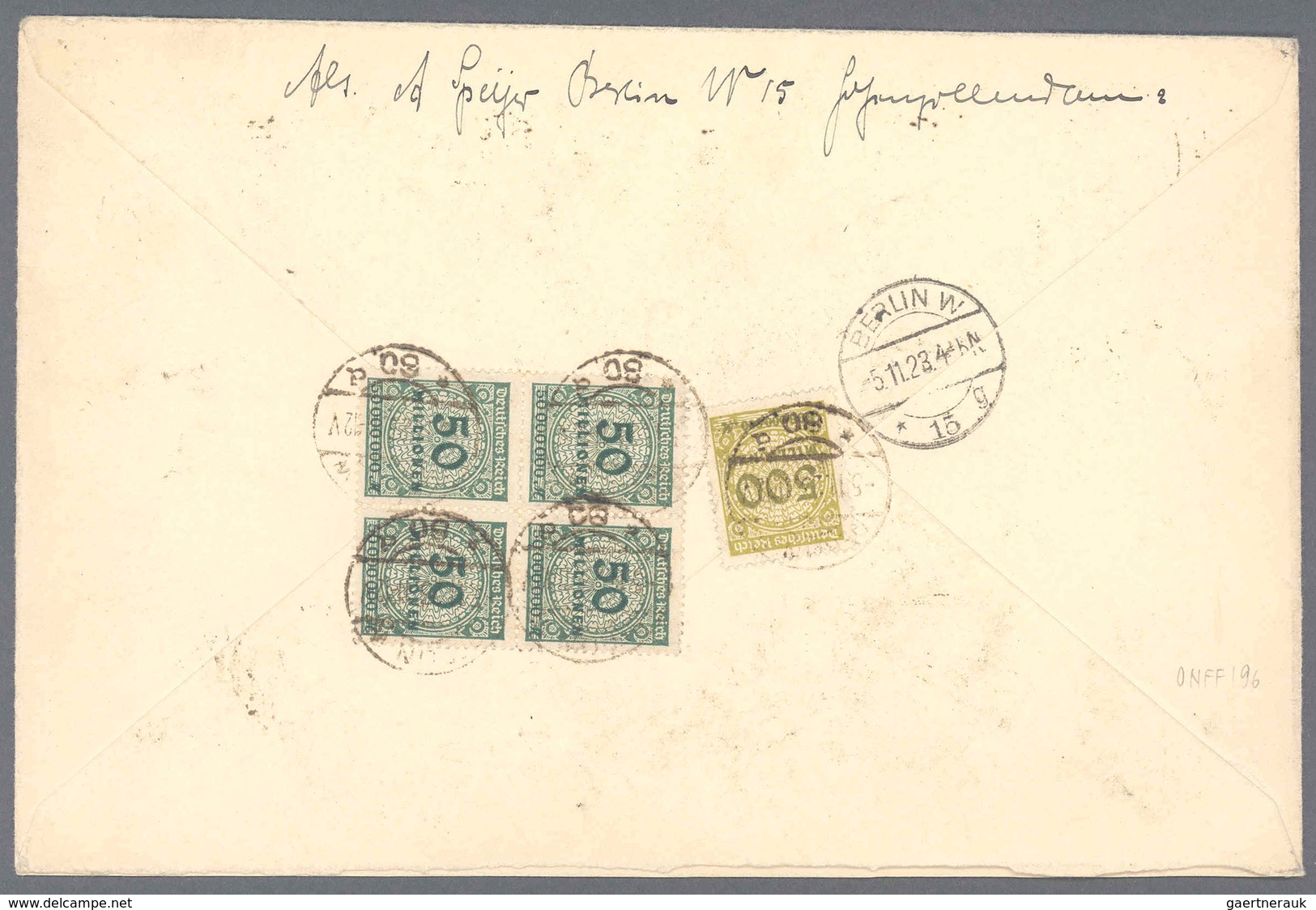 Deutsches Reich - Inflation: 1923, Orts-Brief Per Einschreiben, Mit MiF 800 T./500 Mk. Gelblichgrün - Ongebruikt