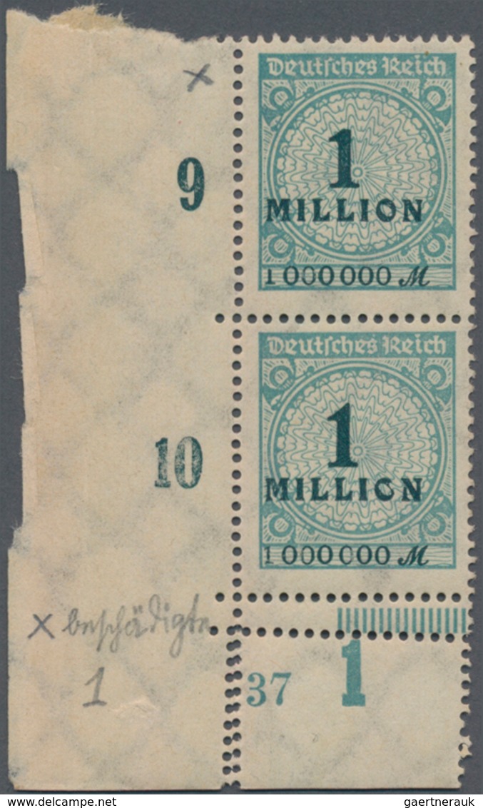 Deutsches Reich - Inflation: 1923, 1 MILLION Blaugrün, Eckrandpaar Unten Links Mit Verzähnung Im Unt - Ongebruikt